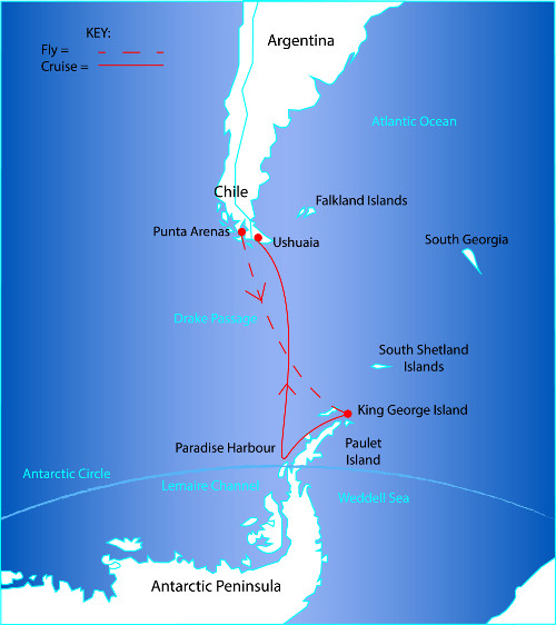 Antarctica Fly South – Cruise North Tour